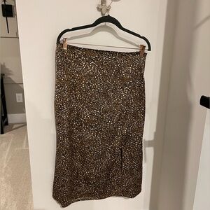 Dress Forum Brown and Black Cheetah Patterned Silk Midi Skirt